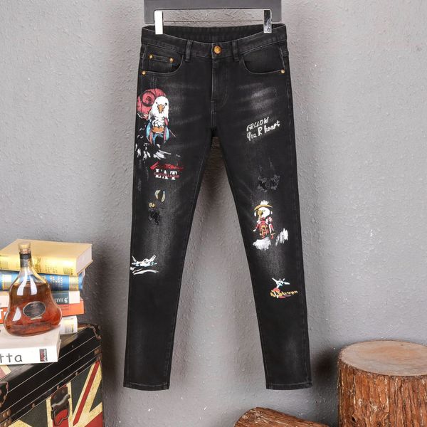 

2020 new trend wash low waisted little feet inkjet nightclub girl lift girl god and pants and jeans jeans pants h3uph, Blue