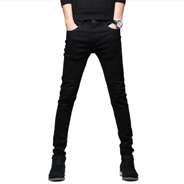 

27 - 36 black men jeans pure color small stretch denim pants men autumn new mens trousers, Blue