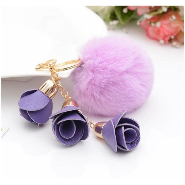 

rose fur pom keychain rabbit fur ball key chians fur keyring porte clef llavers key chain for bag charm eh765 f sqcuaw, Slivery;golden