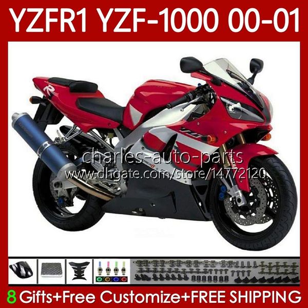 Тело мотоцикла для Yamaha YZF-1000 YZF R 1 1000 CC YZF-R1 00-03 Кузов 83NO.0 YZF R1 1000CC YZFR1 00 01 02 03 YZF1000 2000 2001 2002 2003 OEM Обтекивает комплект заводской красный