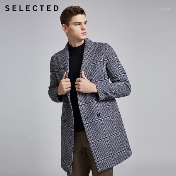 

men's woolen plaid mid-length double-faced check wool coat s|4194275341, Black