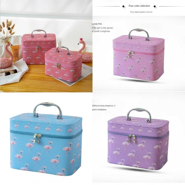 

mkbgy cute style ins flamingo korean portable cosmetic girl heart storage storage bag toiletries pu cosmetic bag vf3ci