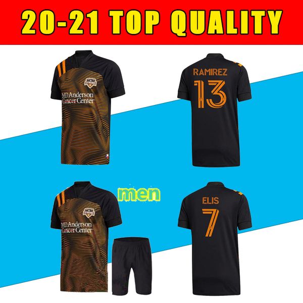 

2020 2021 houston soccer jerseys dynamo elis ramirez manotas 20 21 mls football shirt home uniforms, Black;yellow