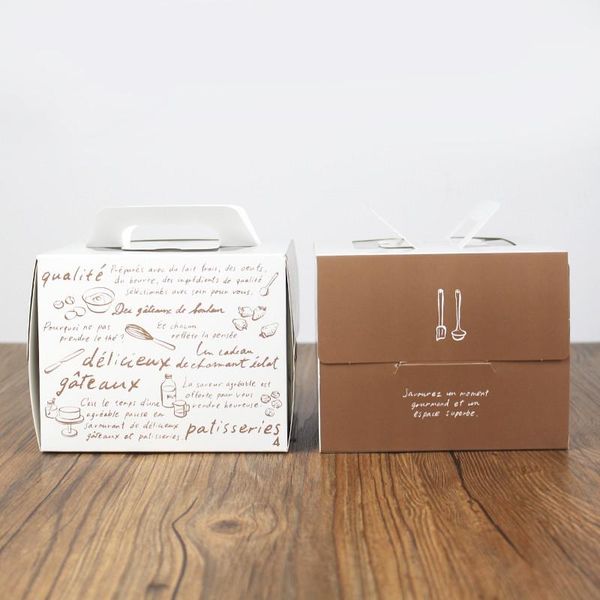 

stobag 10pcs khaki 4 inch cake box transparent open window portable puff biscuits chocolate baking packaging carton birthday bbyuyz