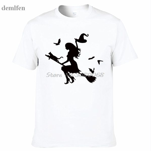 

new fashion printed t-shirt o-neck cool tee shirts witch on flying broom funny t-shirt men o-neck tshirt sport hooded sweatshirt hoodie