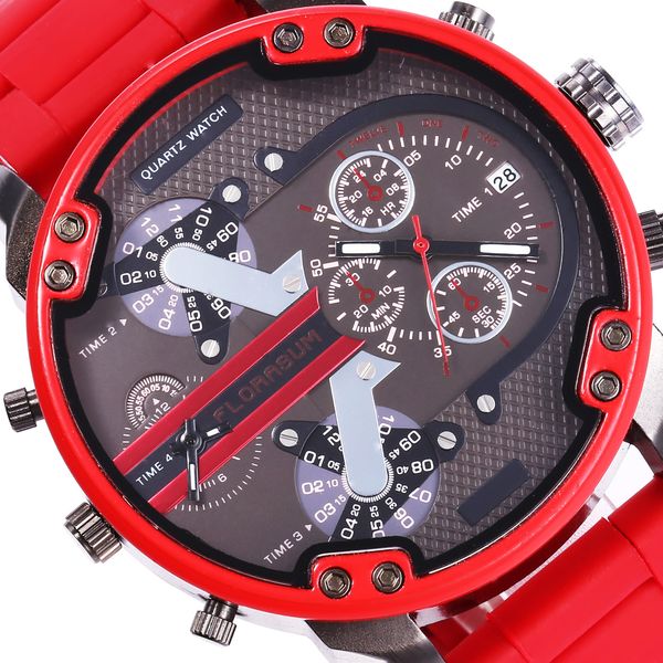 

большой красный мужчины цифровой двойной дисплей креативный поддельный 2 глазами циферблата hodiny стальной лентой army man dz часы 7370 кит, Slivery;black