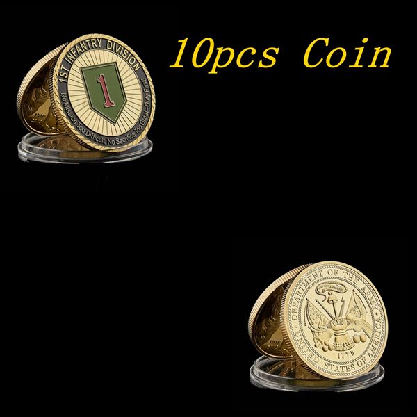

10pcs 1775 us liberty craft department of army 1st infantry division souvenir challenge coin usa w/ capsule protection