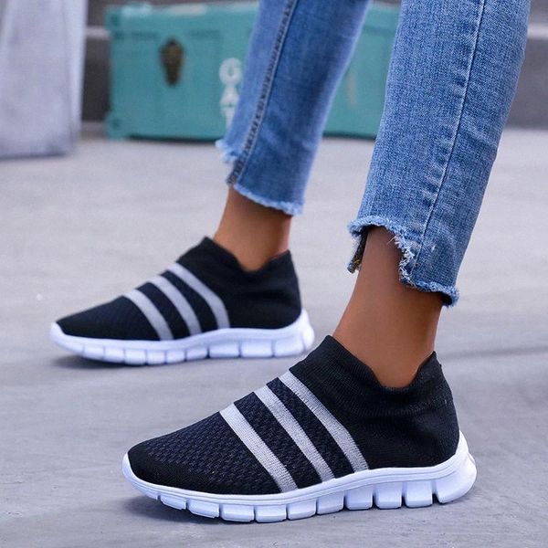 

Summer Breathable Sneakers Women Treainers Knitted Vulcanized Shoes Mesh Slip On Sock Sneakers tenis feminino Zapatos Mujer #li7y