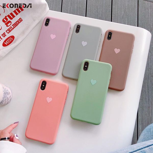 

candy цвет телефон дела для iphone 6 6s 7 8 plus x xr xs max случаи love heart силиконовый чехол для iphone jllcxl xjfshop