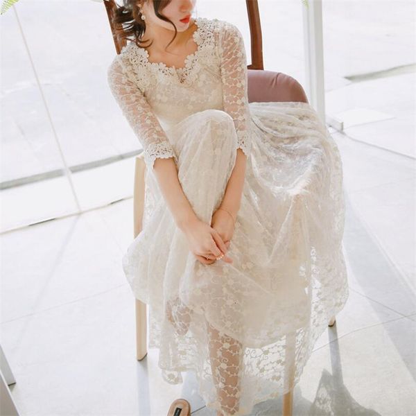 

2021 summer new women hooking flower thin fashion dress half sleeve high waist tornozelo-length dresses p1074 wt66, Black;gray