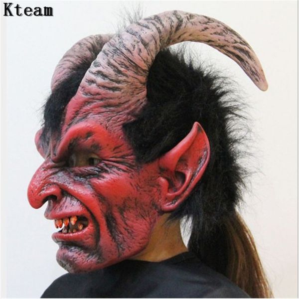 

new scary costume horn mask horror party cosplay halloween latex scary horns red devil mask for party cosplay