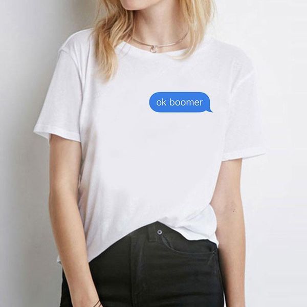 

2021 ok boomer printed women t shirt femme fashion short sleeve o-neck t shirts for women casual loose christmas, White