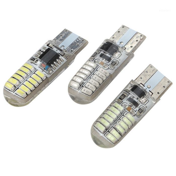 

car led light t10 194 w5w canbus t10 24smd 3014 led w5w silicone shell 24led auto side wedge lamp parking bulb 12v1