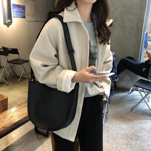 

korean style vintage crossbody bags for women solid color soft pu leather shoulder bag bags casual girl bag