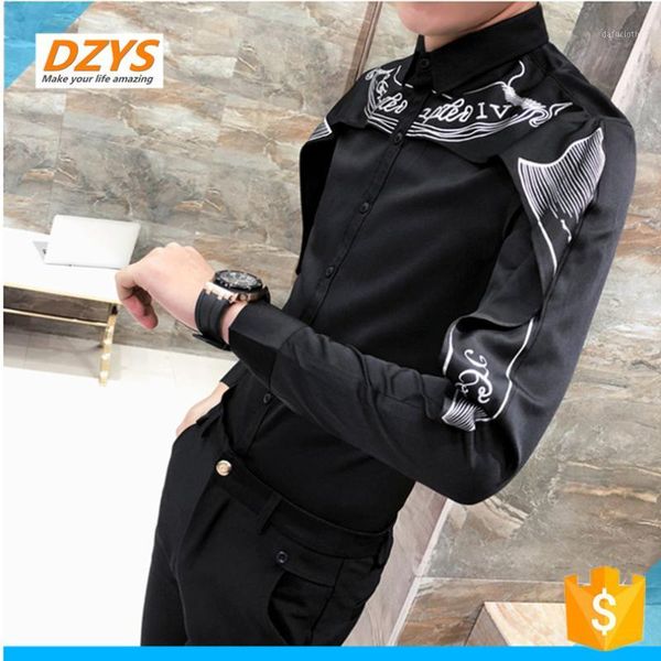 

dzys-wh spring new personality youth long sleeve shirt1, White;black