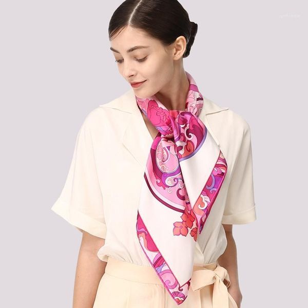 

shawls floral print 100% twill silk scarf women ladies large square scarfs shawl head scarves 35x35 inches gifts1, Blue;gray