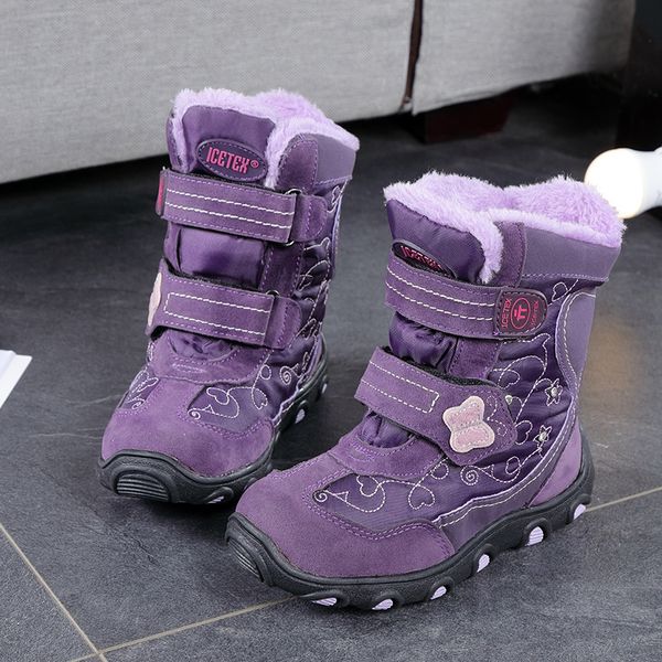 

ulknn children' winter snow boots for baby girl shoes kid' boys fashion plus velvet warm waterproof non-slip boot tpr purple lj2, Black;grey