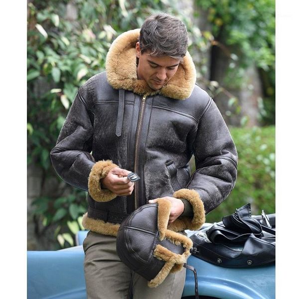 

lugentolo faux leather jacket men fur collar wool liner sashes england style winter fashion men coat1, Black