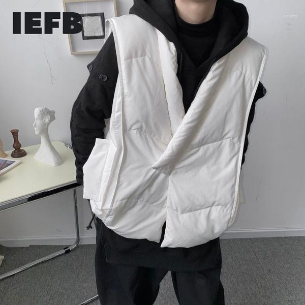

iefb autumn winter high qualty new 90% white duck down liner down vest black white loose causal waistcoat warm thick cloth y49271