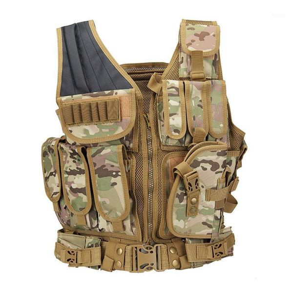 

outdoor climbing shooting training combat sport tactical vest cs field battle camouflage fan mesh hunting waistcoat1, Camo;black