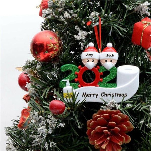 

diy 2020 quarantine christmas ornament personalized family 2 3 4 5 6 7 hanging ornaments santa claus xmas decoration sea shipping ooa9040-2