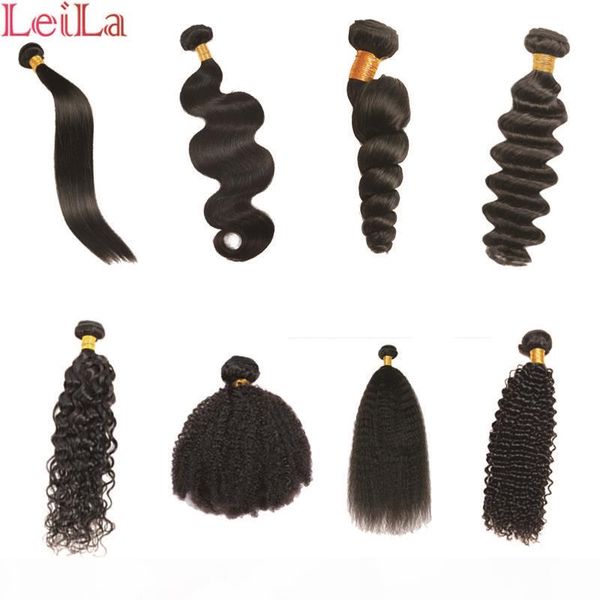 

leila hair straight brazilian body deep curly weave bundles 10-30 inch brazilian virgin hair bundle deals 100% human hair weave extensions, Black