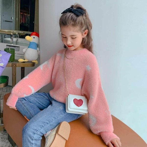 

2020 children's clothing autumn and winter new girls' sweater mink cashmere, Blue