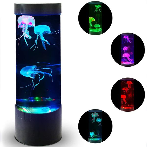 USB-betriebene Quallen-Stimmungs-Schreibtisch-Nachttischlampe, Fantasie-Aquarium, Hypnose-Verfärbung, LED-Nachtlicht, Heimdekoration, Geschenklampe