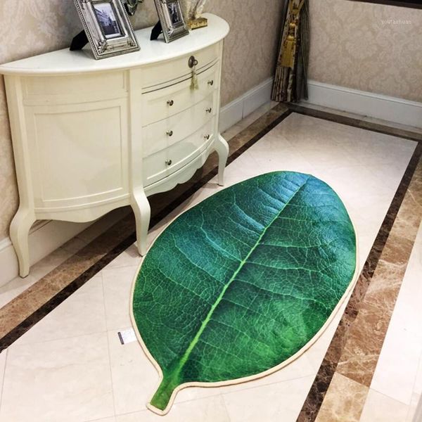 

carpets 3d myrica rubra leaf rug shape green microfiber carpet absorbent anti-slip vacuum pad kitchen mat door bathroom floor mats1