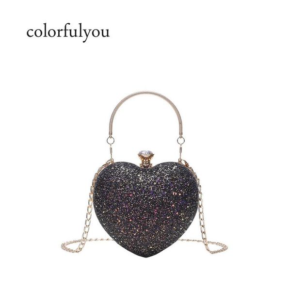 

2020 heart shape women handbags fashion sequin female shoulder bag handbag totes bag for women crossbody messenger bolsa