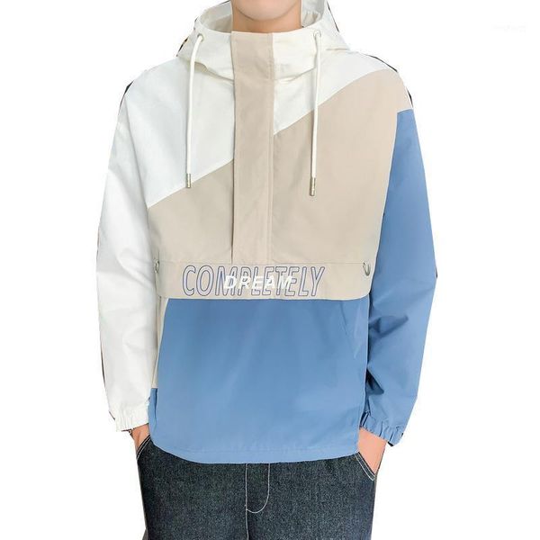 

hip-hop autumn national nightclub rock impact color splicing thin trench college casual wear coat1, Black;brown