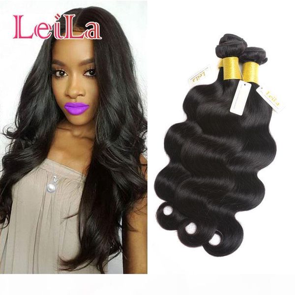 

4 bundles body wave brazilian hair extensions malaysian hair bundles indian weave body wave from leila, Black