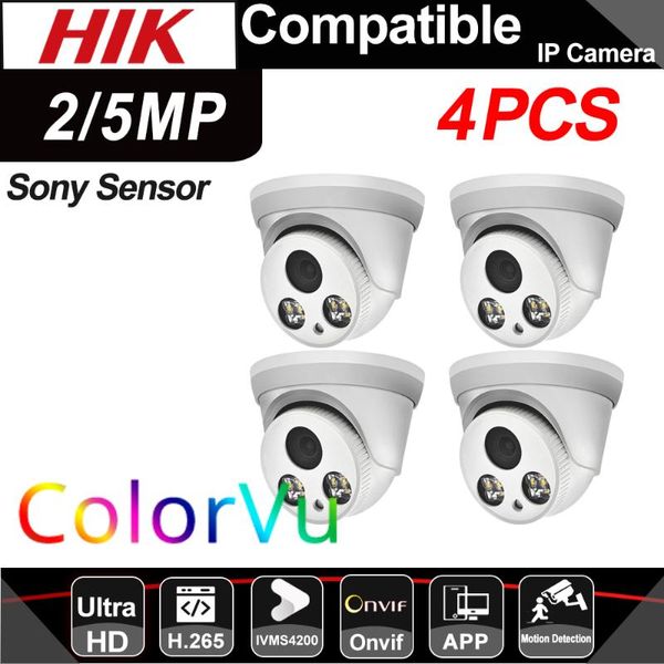 

cameras hikvision compatible 2mp 5mp 4pcs wholesale colorvu poe ip camera security ir 30m onvif h.265 plug&play with nvr