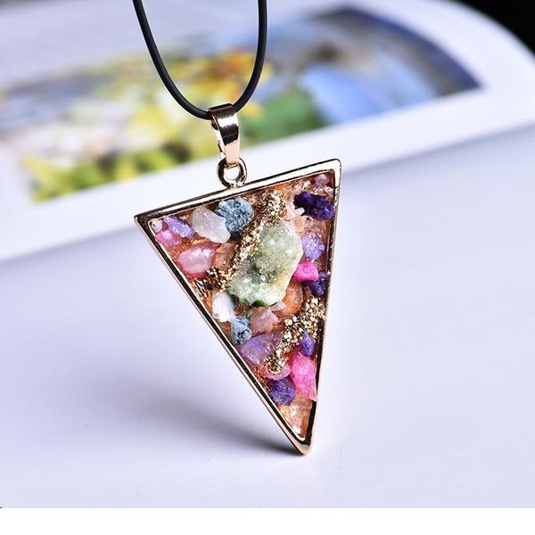 

1pc stylish jewelry pendant necklace delicate colorful natural agate pendant stones and crystals healing holiday party jllnat, Black