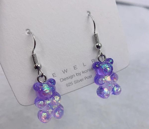 

simple colorful acrylic animal bear charm earrings for girls women children birthday gift lovely jewelry gc799, Golden