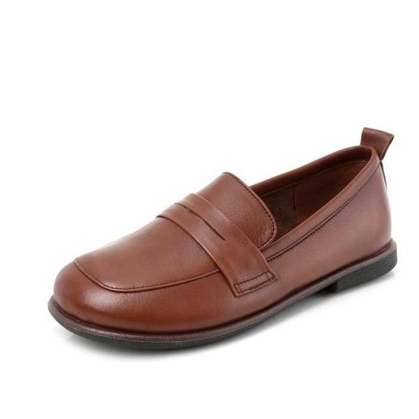 

large size flat shoes leather women shoes brown loafers women 2020 autumn new black leather oxford ladies driving