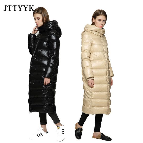 

2021 jacket women hooded parkas hight quality winter white duck down female thick warm snow coat, Black