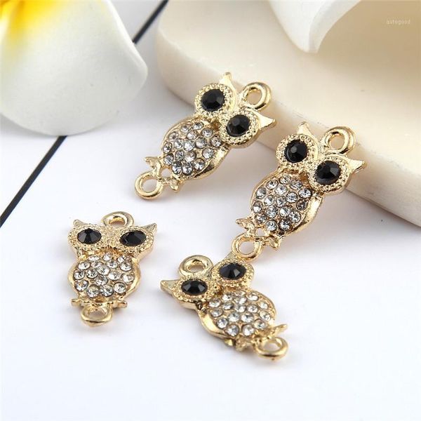 

charms whole sale arraival gold color drilling black eyes owls bead connector round tree rhinestones fit diy bracelet bangle finding 20pcs1, Bronze;silver