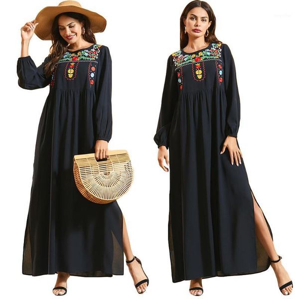 

fashion ethnic abaya maxi dress vintage jilbab islamic dubai kaftan casual embroidery dresses vintage women muslim turkey robs1, Red