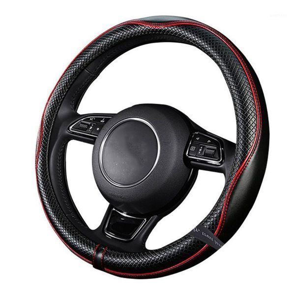 

embossed leather car steering wheel cover anti-slip breathable sweat absorption 270e1
