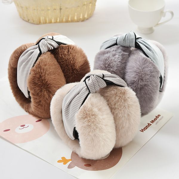 

students' keep in winter girls warm to adjustable folding rabbit hair cute earmuffs for men and women's ears