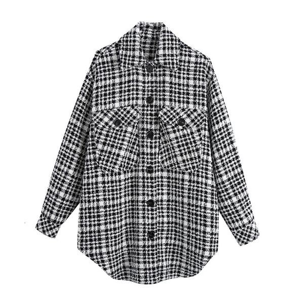 

2021 new bb 2959 autumn europe the united states women's coat black and white plaid shirt type woman bsem, Black;brown
