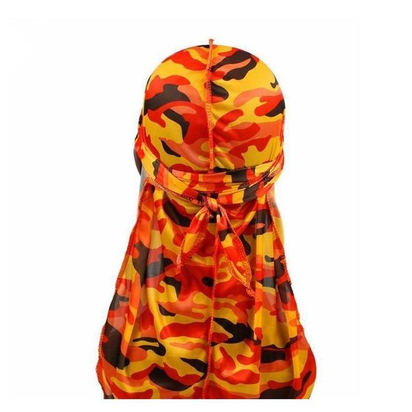 

miltary camouflage silky durag new colorful premium 360 waves long tail silky durags hiphop caps for men and jllsmp yy_dhhome, Blue;gray