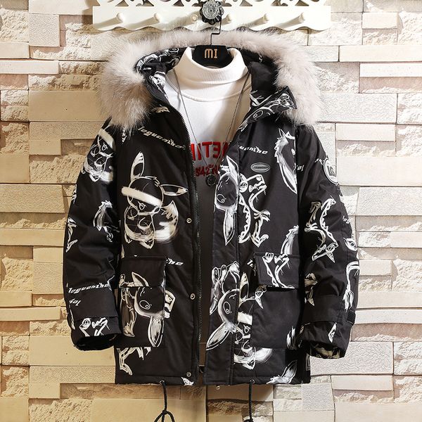 

2021 new brand clothing casual warm black hooded winter jackets men's parkas windbreakers coats 928y