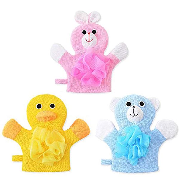 

4colors animals style shower wash cloth towels cute children baby shower bath towel bathing sponge body scrub glove bathing