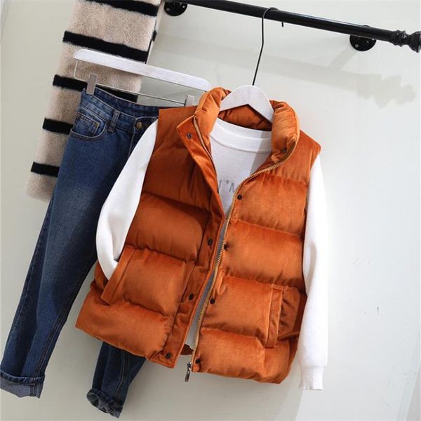 

2019 autumn winter women gold velvet down cotton vest lady short paragraph girl sleeveless cotton jacket outwear big size wz9931, Black;white
