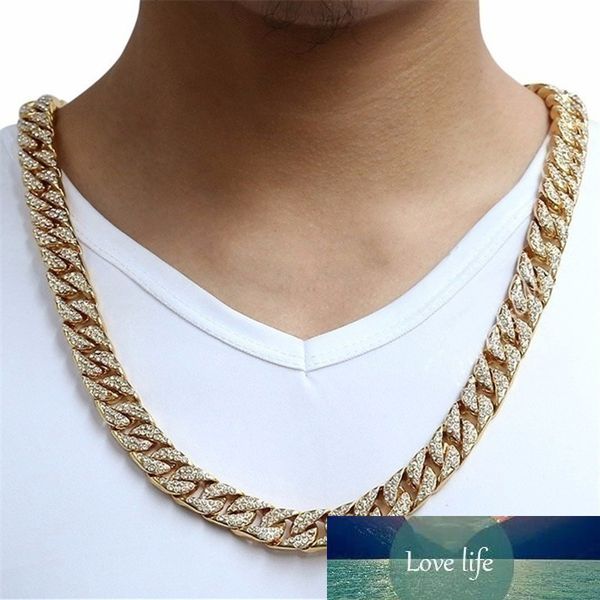 

crystal gold plated miami cuban link chain men hip hop necklace jewelry, Silver