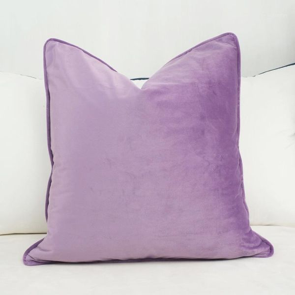 

piping design purple velvet cushion cover pillow case soft pillow cover no balling-up without stuffing1