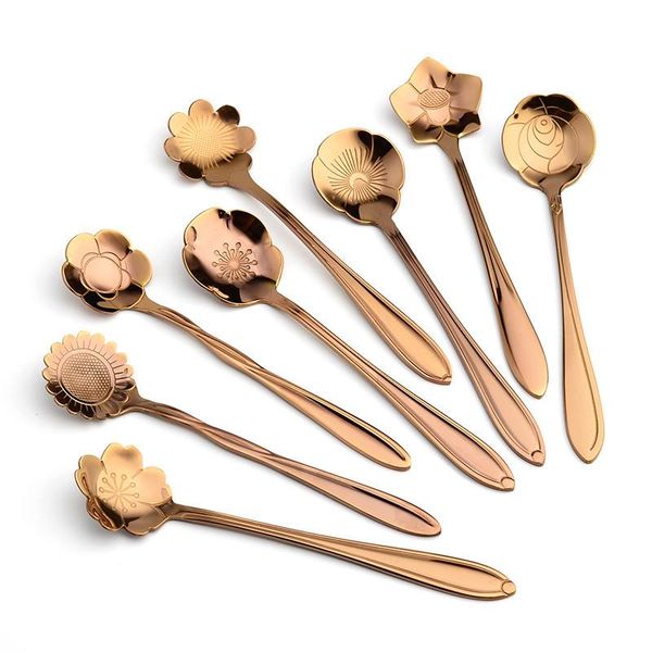 

aihogard 8pcs lot coffee sugar spoons creative stainless steel ice dessert tea spoon flower shape elegant tableware set h jllvkr