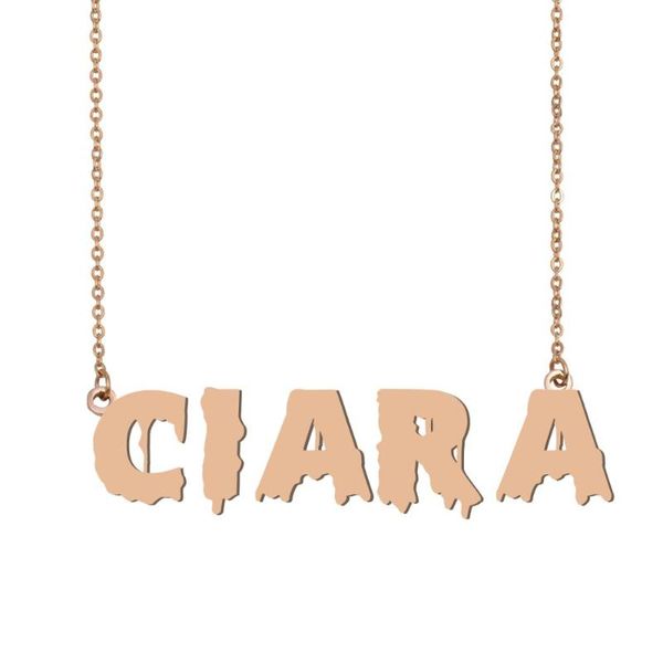 

ciara name necklace , cool bloody art name necklace for halloween and santa's day jewelry gift for kids boys girls, Silver